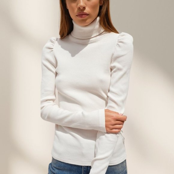 AMO Long Sleeve Puff Sleeve Turtle Neck